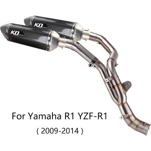 2009-2014 R1 YZF R1 Dual-outlet Exhaust Pipe Motorcycle 3 Mid Tube Delete Catalyst 51mm Muffler Removable DB Killer Escape 470mm