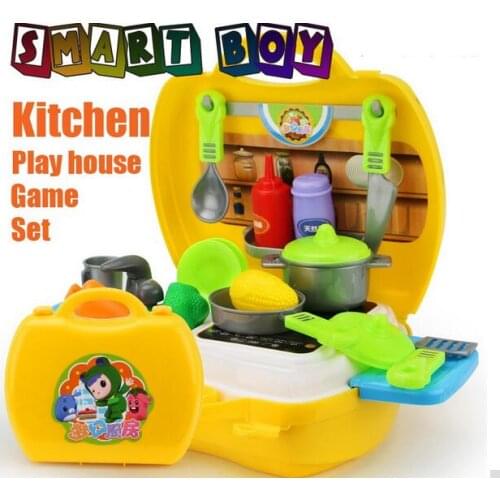 26pcs Kitchen tool chest Toys Classic Pretend Play Kitchen Tableware & fruit vegtable Learning Education Adorable Gift for Kids