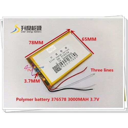 3.7V 3000mAH 376578 Polymer lithium ion / Li-ion battery for tablet pc power bank cell phone mp4