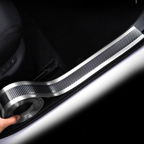 3D car carbon fiber door protection sticker threshold protection sticker car bumper anti-scratch chrome bright strip