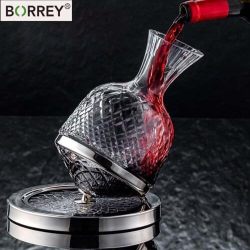 BORREY 1.5L Creative Crystal Red Wine Decanter Gyro Spin Superior Automatic Gyroscope Brandy Wine DECANT ER Separator Bottle Bar