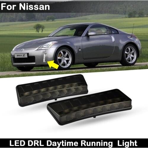 2Pcs For Nissan 350Z/Z33 2003-2005 Smoked Lens Or Clear Lens Car Front Daylight Guide LED DRL Daytime Running Light