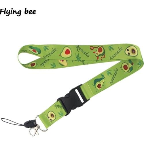 Flyingbee Cute Avocado Keychain Cartoon fruit Phone Lanyard Women Fashion Strap Neck Lanyards for ID Card Phone Keys X0474