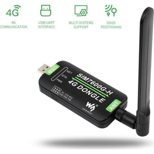 Global Band SIM7600G-H 4G DONGLE Industrial Grade 4G Communication and GNSS Positioning, USB Port Supports Raspberry Pi Laptop