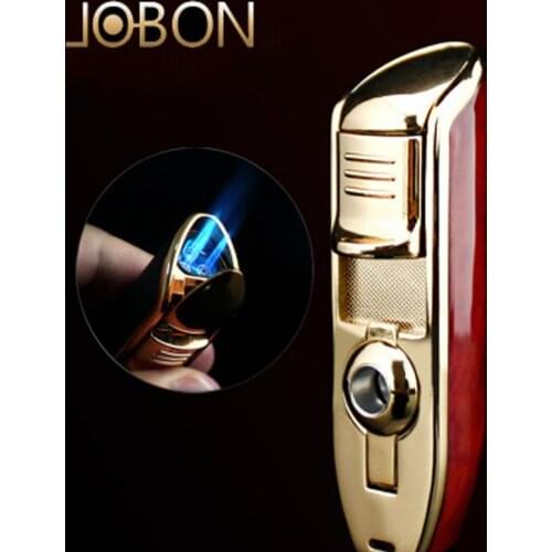 Jobon Luxury Triple Torch Jet Lighter Gas Cigar Lighter Turbo Windproof Metal Spray Gun Pipe Lighter Cigar Cutter Gadgets Man