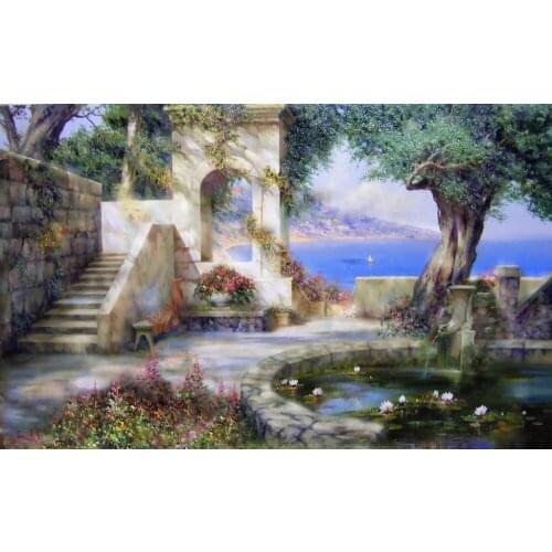 Oil painting Stairs Scenery Printing Blackout Curtains Living Room or Hotel Drapes Curtains Sunshade Window Curtain 3D Curtains