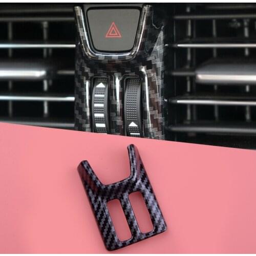 Car Interior Front Hazard Emergency Warning Light Switch Button Cover Trim Fit for Ford Focus 2019 2020 Carbon Fiber Style ABS