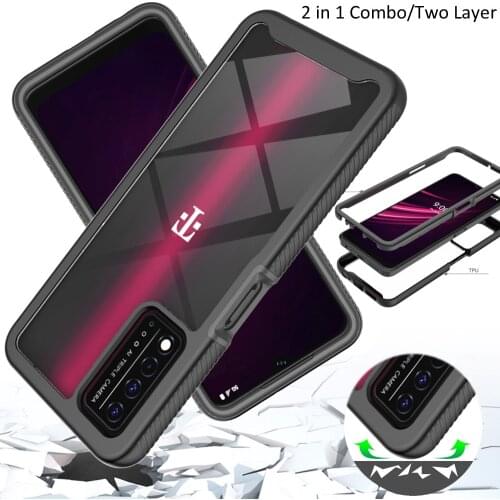 Combo Drop resistance Rugged Case For T-Mobile Revvl V+ 5G Heavy Duty Defender Armor Shield Anti-Skid Clear Cover