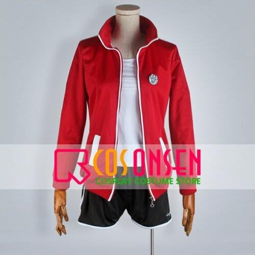 COSPLAYONSEN Dangan Ronpa Aoi Asahina Cosplay Costume Red Jersey Outfit All Size