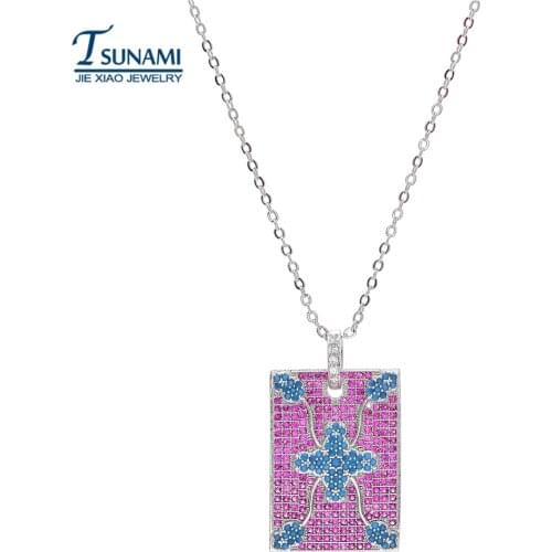 The colorful zircon pendant of the famous brand rectangle,It is suitable for all kinds of party jewelry D-002