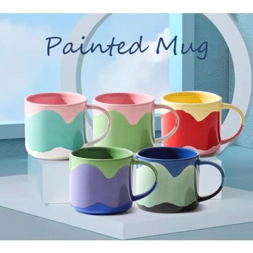 Creative Geometric Ceramic Mugs With Handle Handmade Coffee Cups Tea Milk Mug Cup Unique Gifts Home Decoration