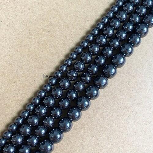 Natural Stone Black Hematite Beads 4 6 8 10 MM 15" Per Strand Pick Size For Jewelry Making