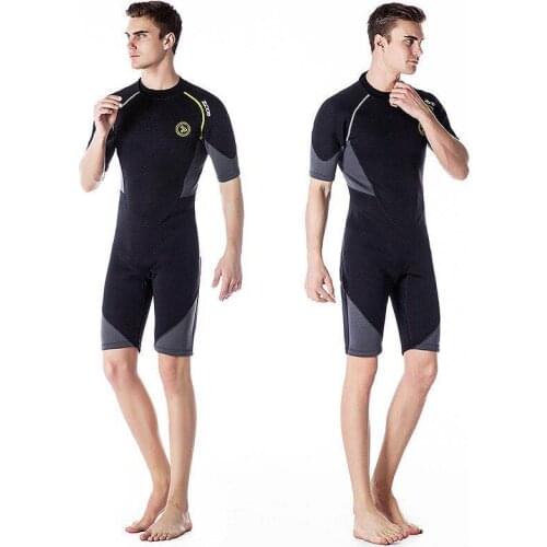 Mens Neoprene Wetsuit One-Piece Short Sleeve 1.5mm Back Zip Scuba Dive Wetsuit Swimming Surfing Diving Snorkeling Suit Jumpsuit