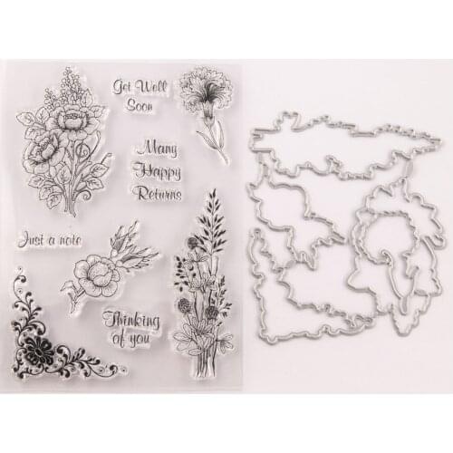 KLJUYP Bouquet Transparent Clear Silicone Stamp Cutting Dies Set for DIY scrapbooking/photo album Decorative