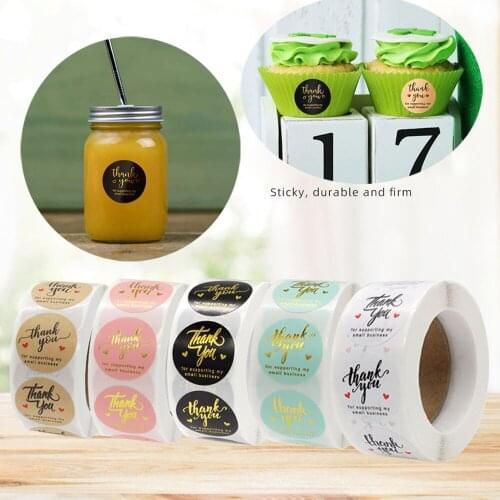 Round Thank You Kraft Paper Stickers Adhesive Labels Baking wedding decoration birthday party Baking Shop Package Boxes Stickers