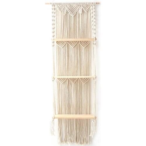 Wall Hanging Shelf Boho Wood Floating Hanging Plants Shelves Tapestry Wall Hanging Bedspread Beach Mat For Home Bedroom