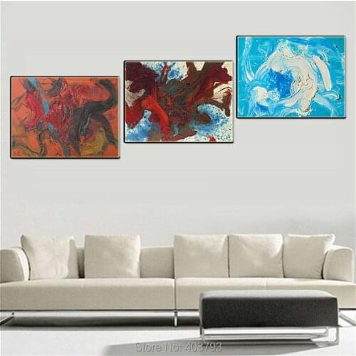 Wall Art Abstract Oil Painting Canvas Art Colorful World No Frame Home Decor 3PCS/Lot For Living Room