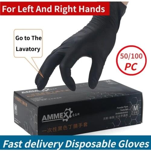 100P Nitrile Disposable Gloves Waterproof Powder Free Latex Gloves Garden Household Kitchen Laboratory Cleaning Rubber Gloves