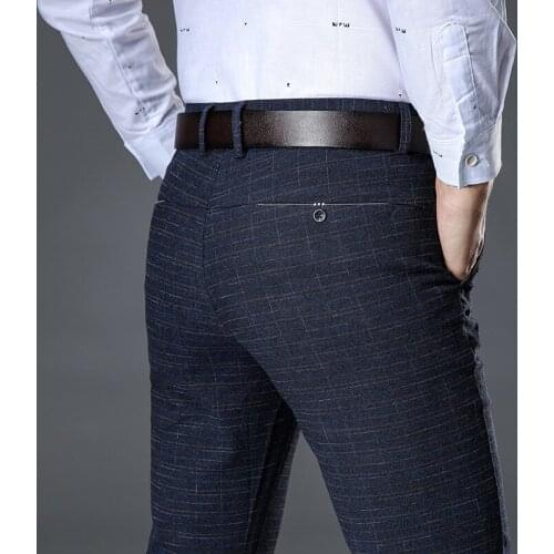 2020 New High Quality Mens Elastic Casual Pants Mens Business Dress Slim Jogger Stretch Long Trouser Male Suit Pants