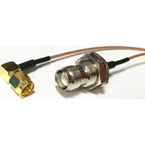 New RP-TNC Female Jack nut Switch SMA Male Plug Right Angle RG178 Cable 15CM 6" for WIFI antenna