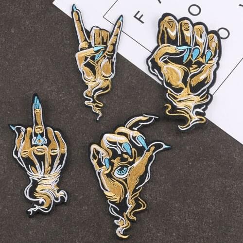 New Creative Gesture Patch Closing Accessories Wholesale Custom Embroidered DIY Cloth Stickers Badge Embroidery Patches Iron on