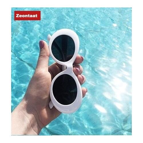 2021 New Goggle Kurt Cobain Glasses Oval Sunglasses Ladies Trendy Vintage Retro Sunglasses Womens White Black Eyewear
