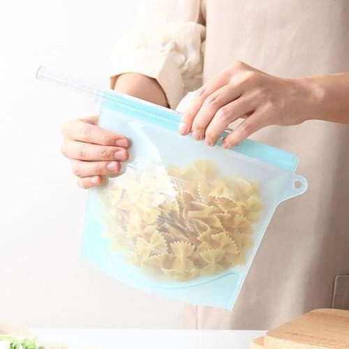 Fresh-keeping Food Bag Silicone Reusable Vegetable Fruit Fresh-keeping Bag Food Storage Ziplock Bag Refrigerator Kitchen