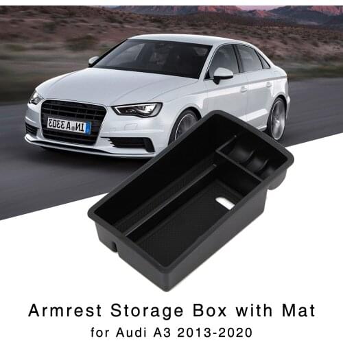 Armrest Storage Box for Audi A3 2013-2020 / S3 2015-2020 Interior Organizer Center Console Holder Tray
