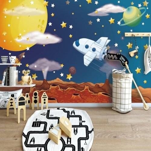 Custom Photo Wallpaper 3D Universe Starry Sky Cartoon Wallpaper Childrens Room Background Wall Murals Papel De Parede Infantil
