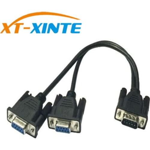 DB9 9Pin 1 to2 Rs232 Serial Cable Splitter Directly Connected COM 2 in 1 Data Cable Male to Female for Cash Register POS Display