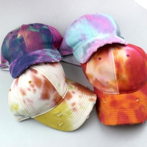 Unisex Stylish Tie Dye Anti UV Breathable Outdoor Sports Cotton Hat Baseball Cap Summer Hat Female Male Adjustable Hip Hop Hats