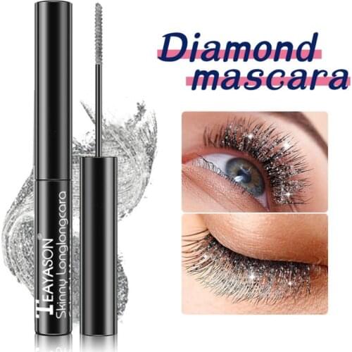 Sparkling Diamond Charm Mascara Waterproof Quick-drying Long-wearing Curling Thick Shiny Eyelash Glitter Mascara Makeup