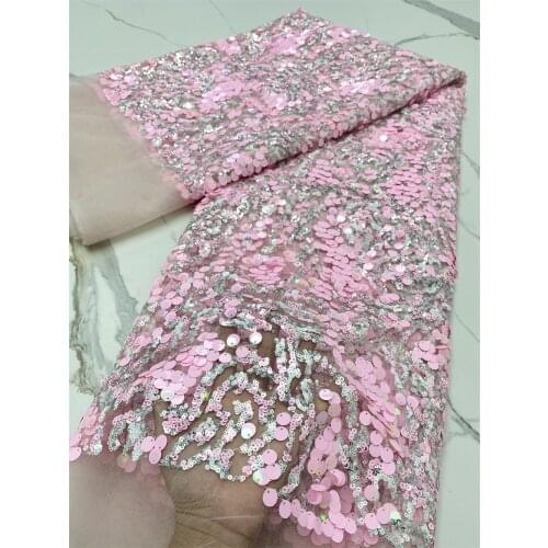 2021 High Quality Embroidery Fashion African Sequins Lace Fabric French Net Tulle Lace Fabric For Nigerian 4165B