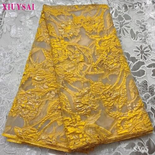 XIUYSAI Gold Color African lace fabric 2020 High Quality Brocade Lace for Bridal Materials Nigerian Brocade Fabric For Wedding