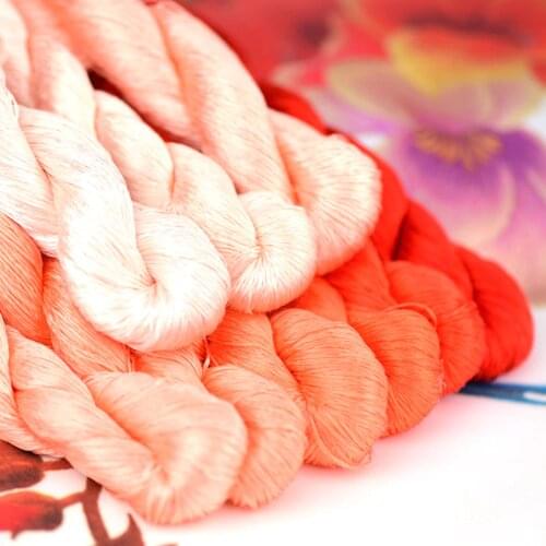 1pcs 100% silk thread hand embroidery embroider cross stitch 400m silk embroidery thread orange series/9 pure colors