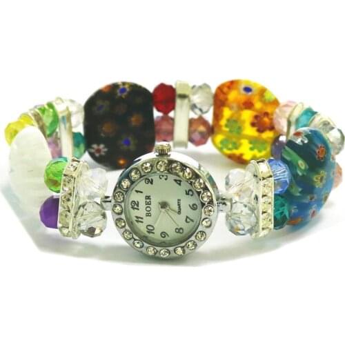 1PCS Fashion Round Diamond Studded Glass Bracelet Quartz Watch Ladies Simplicity Women Bracelet Women Clock