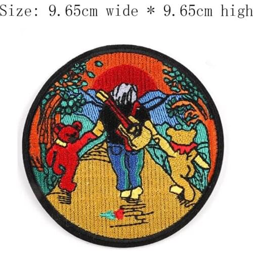1pc bear people peace embroidery patch Free shipping for left chest 9.65cm wide iron on sew on for DIY clothing/Forest/happy day