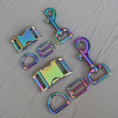 100 Sets 20/25mm Colourful Metal Slider D Ring Release Belt Buckle For Pet Dog Collar Paracord Sewing Accessory Strong Hardware