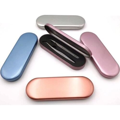 100 PCS Portable Eyelash Tweezer Storage Box Lash Toos Case Metal Pen Boxes With Lining