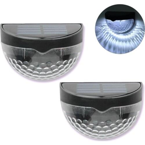 2Pcs 6LED Outdoor Waterproof Solar Powered Wireless Fence Lights For Garden Patio Solar Light Control Waterproof Wall Light