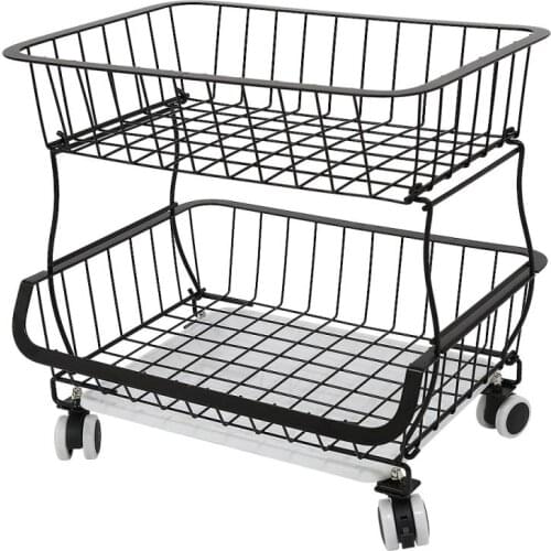 2Tier Standing Kitchen Storage Rack Seasoning Rack With Universal Pulley Kitchen Organizer And Storage Shelf HWC