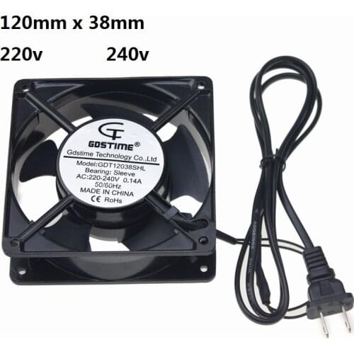 20 pcs Gdstime AC 220V 240V Two Flat Pin Connectors 120x120x38mm Axial Flow cooler 120MM Cooling Fan 12cm