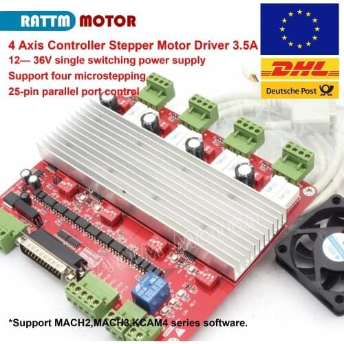 CNC 4 Axis MACH3 TB6560 Stepper Motor Controller Board 3.5A DB25 port +DC12V 0.12A fan for CNC Router