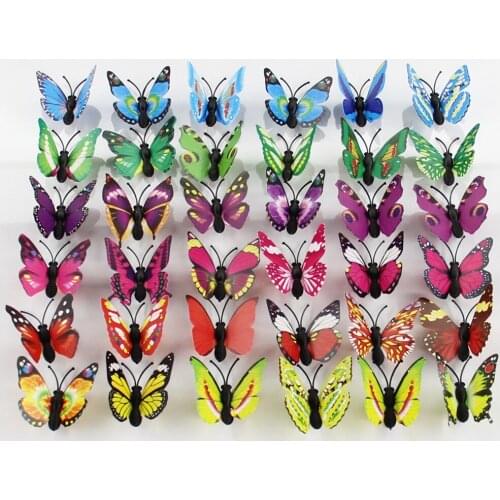 60PCS 3D Butterfly Wall Decals Sticker Bedroom Room DIY Wedding Birthday Party Decoration Art Mural Wings Christmas Decor 4cm