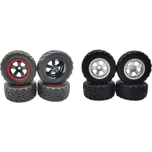 8Pcs Rubber Tires Tyre Wheel Upgrade Accessories For WPL D12 1/10 RC Truck Car Parts,Black & Silver