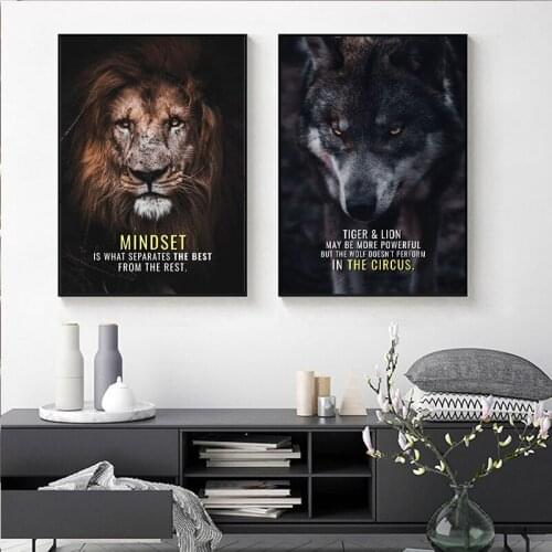 Wild Lion Animal Art Canvas Posters Motivational Quotes Wall Art Prints Painting Wall Picture for Living Room Home Cuadros Decor
