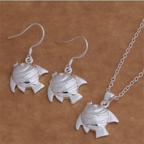 AS008 Hot Sale Silver Plated Color Jewelry Sets For Women Wholesale High Quality Classic Earring 041 + Necklace 022