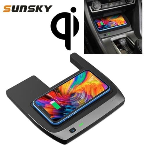Car Charger Qi Standard Wireless Charger 10W Android 7.5W IOS Quick Charging for 2016-2019 Honda Civic Auto Left Driving