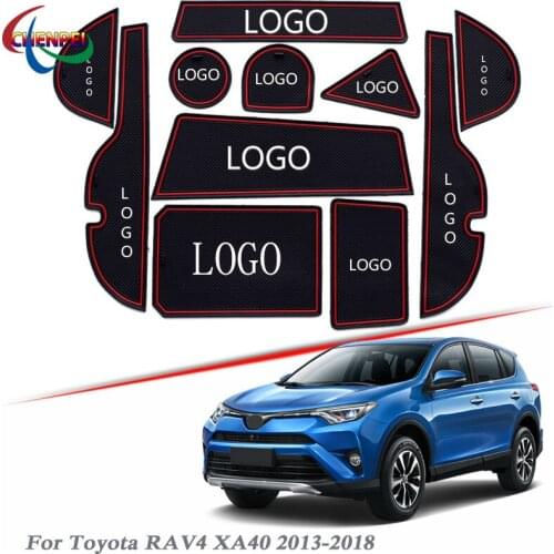 Brand LOGO Car Styling For Toyota RAV4 XA40 2013-2018 Gate slot pad Interior Door Groove Mat Non-slip dust Interior Accessory