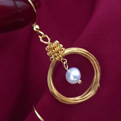 Free shipping 2020 Free shipping High quality real pearl sweet water natural white handmade women jewelry gold earring